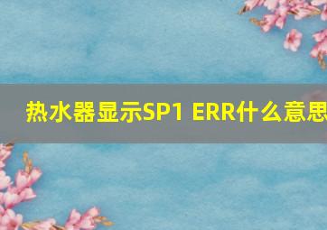 热水器显示SP1 ERR什么意思